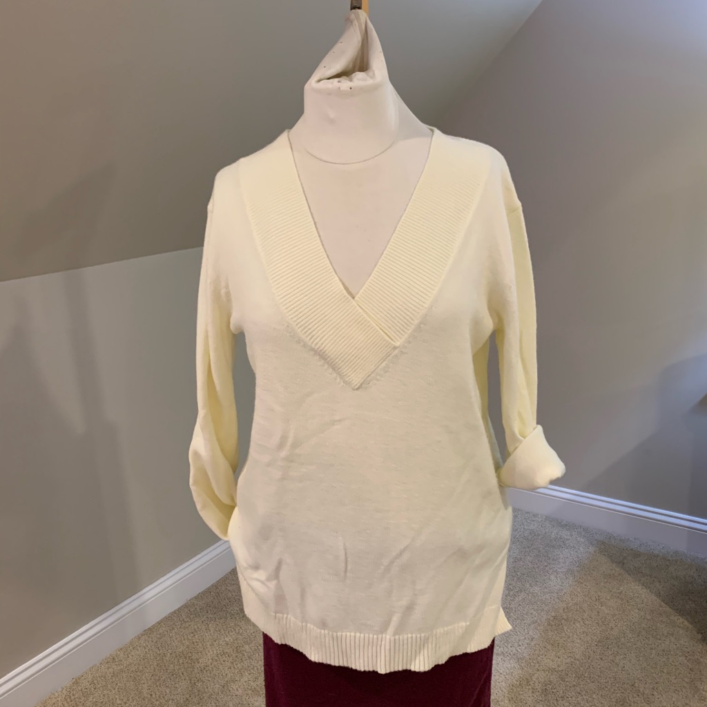 Anthropologie V-Neck Cream Sweater